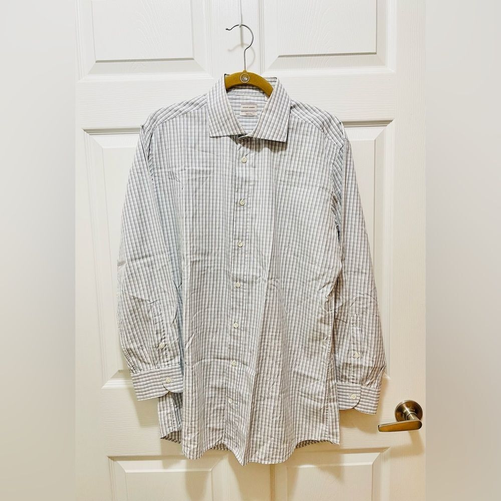 Luciano Barbera Mens Button Long Sleeve Shirt Size L Made in Italy Checks